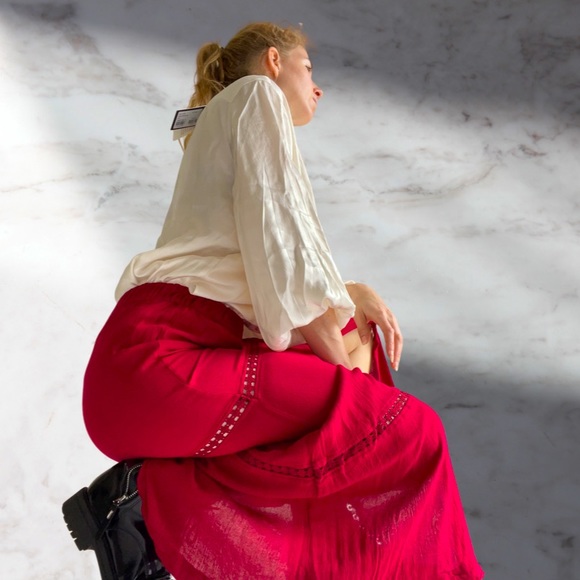 Primark Dresses & Skirts - Primark red cottagecore boho maxi skirt, size 12